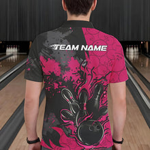 Load image into Gallery viewer, Custom Black And Pink Splatter Camo Flame Bowling Polo Shirts For Men, Bowling Team Uniform IPHW8626