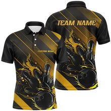 Load image into Gallery viewer, Black And Gold Custom Bowling Team Shirts For Men And Women, Bowling Tournament Jerseys IPHW6446