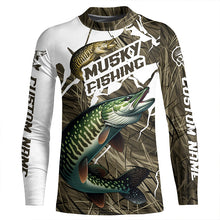 Load image into Gallery viewer, Musky Fishing Custom Long Sleeve Tournament Shirts, Camouflage Muskie Fishing Jerseys IPHW6626