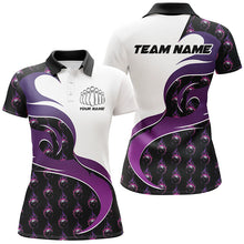 Load image into Gallery viewer, Customized Purple Flame Bowling Polo Shirts For Women, Bowling Team Shirts Outfit Bowling IPHW6972