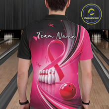 Load image into Gallery viewer, Custom Hope Pink Ribbon Butterfly Bowling Shirt For Men, Breast Cancer Bowling Shirt IPHW11331