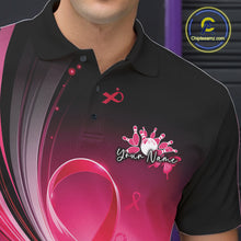 Load image into Gallery viewer, Custom Hope Pink Ribbon Butterfly Bowling Shirt For Men, Breast Cancer Bowling Shirt IPHW11331