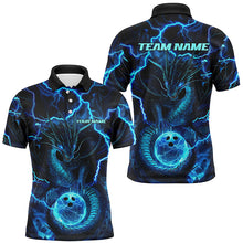 Load image into Gallery viewer, Black And Blue Thunder Lightning Custom Dragon Bowling Shirts For Men, Bowling Team Jerseys IPHW7522