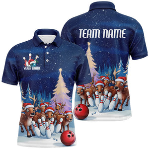 Custom Funny Christmas Reindeer Bowling Shirts For Men, Xmas Bowling Outfit Bowler Gifts IPHW7978