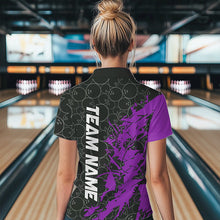 Load image into Gallery viewer, Black And Purple Custom Bowling Tournament Polo Shirts For Women, Bowling Team Jerseys IPHW8423