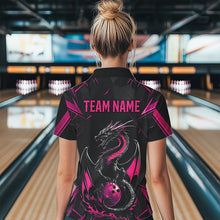 Load image into Gallery viewer, Custom Black And Pink Dragon Bowling Womens Quarter-Zip Shirts, Dragon Bowling Uniform IPHW8640