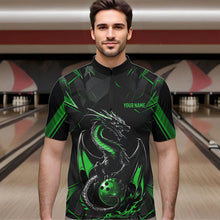 Load image into Gallery viewer, Custom Black And Irish Green Dragon Bowling Quarter-Zip Shirts For Men, Bowling Team Uniform IPHW8641