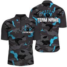 Load image into Gallery viewer, Blue Camo Bowling Pulse Heartbeat Custom Team Shirts For Men And Women, Camouflage Bowler Outfit IPHW6488