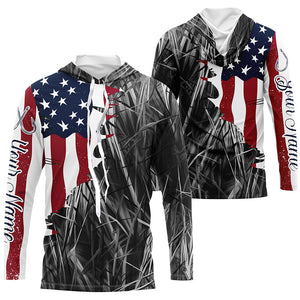 Custom Patriotic Camouflage Long Sleeve Fishing Shirts, Personalized Fishing Jerseys | Gray Camo IPHW6998