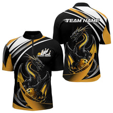Load image into Gallery viewer, Custom Black And Gold Dragon Bowling Jerseys, Dragon Bowling Team Quarter-Zip Shirts For Men IPHW8651