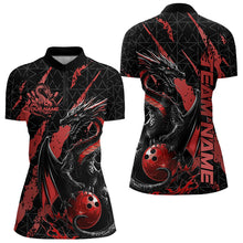 Load image into Gallery viewer, Custom Black And Red Dragon Bowling Team Womens Quarter-Zip Shirts, Dragon Bowling Jerseys IPHW8924