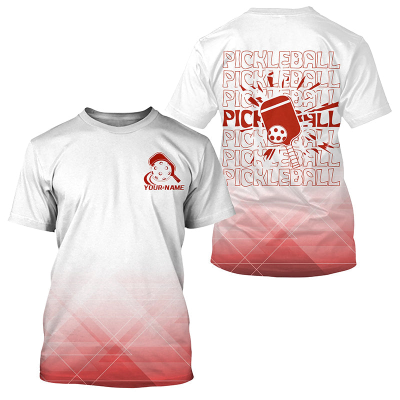 White And Red Custom Pickleball T-Shirts For Men, Pickleball Spirit For Pickleballer IPHW7746