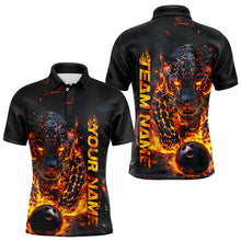 Load image into Gallery viewer, Custom Flaming Leopard Bowling Shirts For Men, Fire Bowling Team Shirt Bowler Uniform IPHW7999