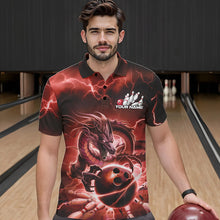 Load image into Gallery viewer, Custom Black And Red Thunder Lightning Dragon Bowling Polo Shirts For Men, Team Uniform IPHW8681
