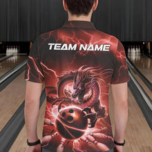 Load image into Gallery viewer, Custom Black And Red Thunder Lightning Dragon Bowling Polo Shirts For Men, Team Uniform IPHW8681