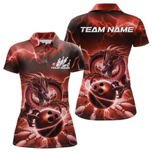 Load image into Gallery viewer, Custom Black And Red Thunder Lightning Dragon Bowling Polo Shirts For Women, Team Uniform IPHW8681