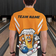 Load image into Gallery viewer, Custom Funny Beer Bowling Polo Shirts For Men, Yellow Bowling Team Bowling League Shirt IPHW8930