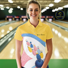 Load image into Gallery viewer, Custom Patchwork Quilt Style Bowling Women Polo Shirt, Polka Dots Bowling Jerseys IPHW11040