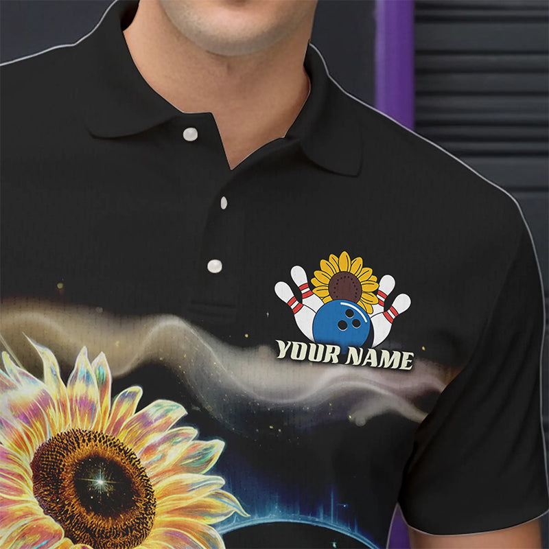 Custom Sunflower Bowling Polo Shirts For Men, Sunflower Bowling Tournament Team Shirt IPHW8437