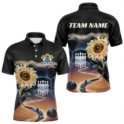 Custom Sunflower Bowling Polo Shirts For Men, Sunflower Bowling Tournament Team Shirt IPHW8437