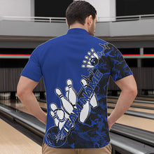 Load image into Gallery viewer, Custom Blue Camo Strike Bowling Quarter-Zip Shirts For Men, Strike Team Bowling League Shirt Shirt IPHW8446