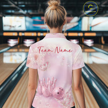 Load image into Gallery viewer, Custom Elegant Roses And Butterfly Women Bowling Quarter-Zip Shirt, Ladies Bowling Shirt IPHW11061