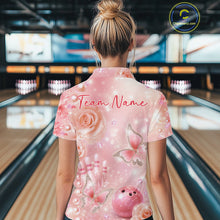 Load image into Gallery viewer, Custom Elegant Roses And Butterfly Women Bowling Polo Shirts, Dreamy Ladies Bowling Shirt IPHW11062