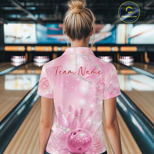 Load image into Gallery viewer, Custom Elegant Roses And Butterfly Women Bowling Quarter-Zip Shirt, Ladies Bowling Shirt IPHW11070