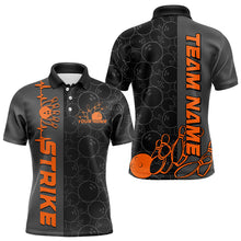 Load image into Gallery viewer, Custom Black And Orange Strike Bowling Polo Shirts For Men, Striking Team Bowling Jerseys IPHW8457