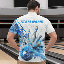 Load image into Gallery viewer, Custom White And Blue Custom Bowling Quarter-Zip Shirts For Men, Bowling Tournament Team Shirt IPHW8461