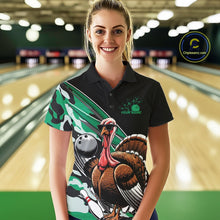 Load image into Gallery viewer, Custom Green Camo Funny Turkey Bowling Team Shirt For Women, Turkey Bowling Jerseys IPHW10551