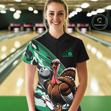 Load image into Gallery viewer, Custom Green Camo Funny Turkey Bowling Team Shirt For Women, Turkey Bowling Jerseys IPHW10551