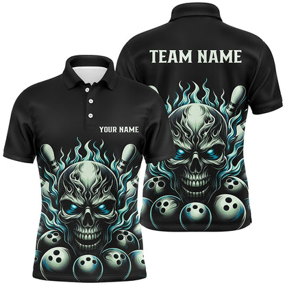 Multi-Color Custom Skull Bowling Shirts For Men And Women, Unisex Flame Bowling Team Shirts For Bowlers IPHW5926