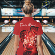 Load image into Gallery viewer, Custom Red Butterfly Bowling Women Team Polo Shirt, Ladies Bowlers Outfit IPHW11357