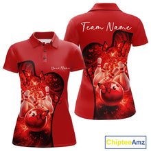 Load image into Gallery viewer, Custom Red Butterfly Bowling Women Team Polo Shirt, Ladies Bowlers Outfit IPHW11357