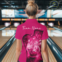 Load image into Gallery viewer, Custom Pink Butterfly Bowling Women Team Quarter-Zip Shirt, Ladies Bowlers Outfit IPHW11359