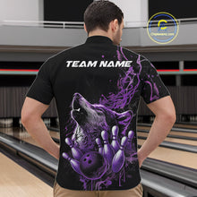Load image into Gallery viewer, Custom Purple Wolf Howling Men Quarter-Zip Shirt, Wolf Bowling Team Jerseys IPHW10159