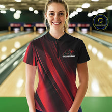 Load image into Gallery viewer, Custom Black And Red Gradient Flame Bowling Team Jerseys, Fire Bowling Shirt For Women IPHW10570