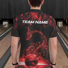 Load image into Gallery viewer, Custom Black And Red Flame Scorpio Zodiac Bowling Men Polo Shirts, Scorpion Bowling Team IPHW8970