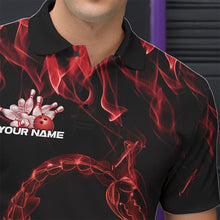Load image into Gallery viewer, Custom Black And Red Flame Scorpio Zodiac Bowling Men Polo Shirts, Scorpion Bowling Team IPHW8970