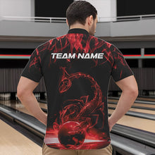 Load image into Gallery viewer, Custom Black And Red Flame Scorpio Zodiac Bowling Men Quarter-Zip Shirts, Scorpion Bowling Team IPHW8970