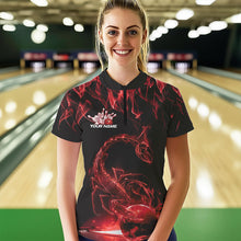 Load image into Gallery viewer, Custom Black Red Flame Scorpio Zodiac Bowling Women Quarter-Zip Shirt, Scorpion Bowling IPHW8970