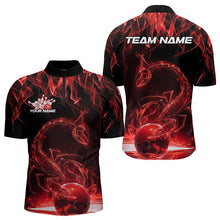 Load image into Gallery viewer, Custom Black And Red Flame Scorpio Zodiac Bowling Men Quarter-Zip Shirts, Scorpion Bowling Team IPHW8970