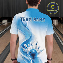 Load image into Gallery viewer, Custom Blue Bowling Jerseys For Men, Bowling Team Tournament Polo Shirt Bowler Outfit IPHW11366