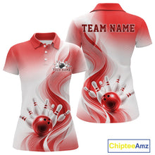 Load image into Gallery viewer, Custom Red Bowling Jerseys For Women, Bowling Team Tournament Polo Shirt Bowler Outfit IPHW11367