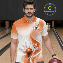 Load image into Gallery viewer, Custom Orange Bowling Jerseys For Men, Bowling Team Tournament Polo Shirt Bowler Outfit IPHW11368