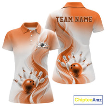 Load image into Gallery viewer, Custom Orange Bowling Jerseys For Women, Bowling Team Tournament Polo Shirt Bowler Outfit IPHW11368