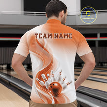 Load image into Gallery viewer, Custom Orange Bowling Jerseys For Men, Bowling Team Tournament Quarter-Zip Shirt Bowler Outfit IPHW11368