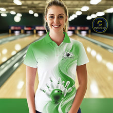Load image into Gallery viewer, Custom Green Bowling Jerseys For Women, Bowling Team Tournament Polo Shirt Bowler Outfit IPHW11369