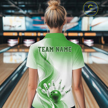 Load image into Gallery viewer, Custom Green Bowling Jerseys For Women, Bowling Team Tournament Quarter-Zip Shirt IPHW11369